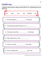 Completing Sentences with AY, OI, and EA Words