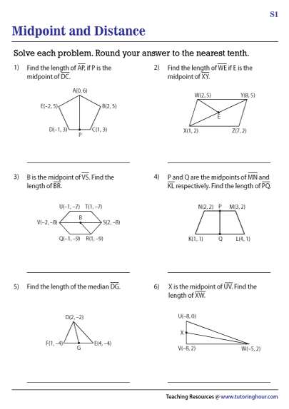 Distance And Midpoint Formula Worksheet