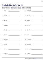 Divisibility Rule for 10 Worksheets