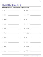 Divisibility Rule for 5 Worksheets