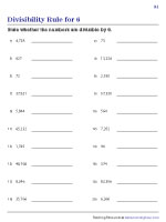 Divisibility Rule for 6 Worksheets