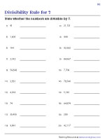 Divisibility Rule for 7 Worksheets