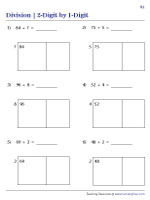 Dividing 2-Digit by 1-Digit Numbers - Area Model