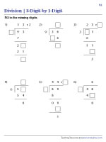 Dividing 2-Digit by 1-Digit Numbers - Missing Digits