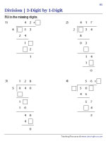 Dividing 3-Digit by 1-Digit Numbers - Missing Digits