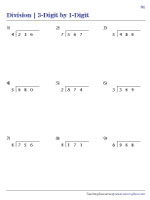 division 3 digit by 1 digit worksheets with answers