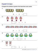 Completing Division Sentences - Equal Groups