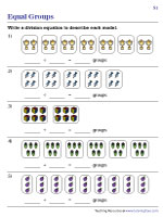 Writing Division Sentences - Equal Groups