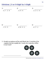 2 or 3-Digit by 1-Digit Division with Word Problems