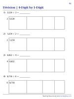 4-Digit by 1-Digit Division with Area Models