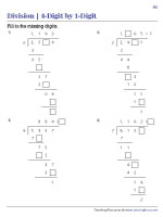 Dividing 4-Digit by 1-Digit Numbers - Missing Digits