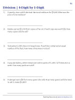 Solving Word Problems - 4-Digit by 1-Digit Division