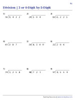 Dividing 3 or 4-Digit by 2-Digit Numbers