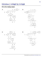 Dividing 4-Digit by 2-Digit Numbers - Missing Digits