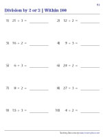 Dividing Numbers within 100  by 2 and 3