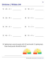 Dividing Numbers within 100 - With Word Problems