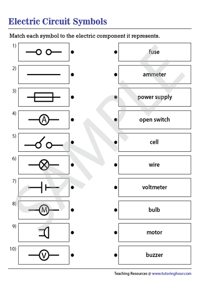 Electric Circuit Symbols Worksheet