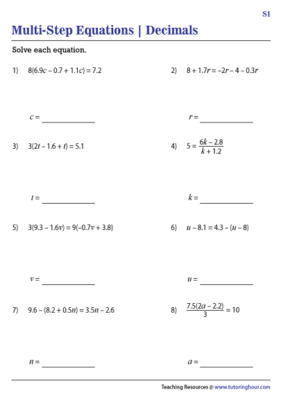 Multi-Step Equations with Decimals