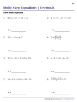 Multi-Step Equations with Decimals Worksheets