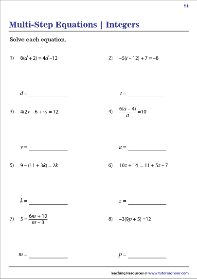 multi-step-equations-with-integers-worksheets