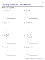 Integers, Fractions, Decimals - One-Step Equations