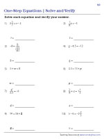 One Step Equation Worksheets