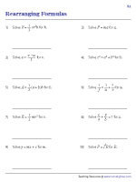 Rearranging Formulas Worksheets