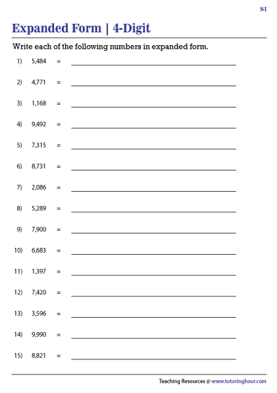 Writing 4-Digit Numbers in Expanded Form