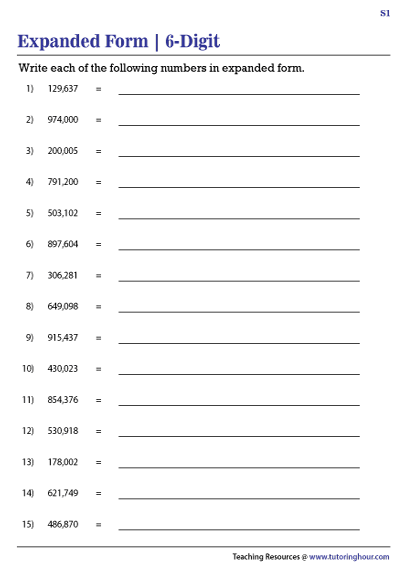 Writing 6-Digit Numbers in Expanded Form