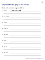 decimals in expanded form worksheets