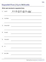 decimals in expanded form worksheets