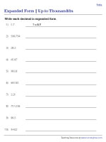 expanded form worksheets