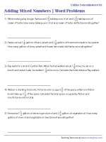 Adding Mixed Numbers - Different Denominators - Customary