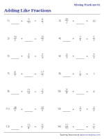 Adding Like Fractions - Missing Fractions