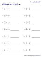 Adding Proper Fractions | Worksheet #2