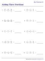 Adding Three Like Fractions