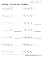 Adding 3 Mixed Numbers with Like Denominators