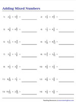 Adding Mixed Numbers | Revision Worksheet