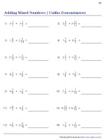 Adding Mixed Numbers with Unlike Denominators | Worksheet #2