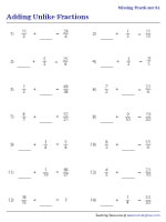 Finding Missing Fractions - Unlike Fractions