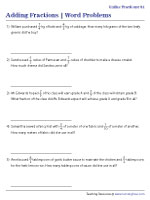 Solving Word Problems with Unlike Fractions - Metric