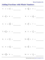 Adding Mixed Numbers with Whole Numbers