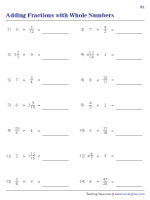 Addition of Fractions and Whole Numbers
