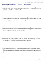 Adding Fractions with Whole Numbers Word Problems - Customary