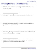 Dividing Fractions by Cross Cancelling Word Problems - Customary