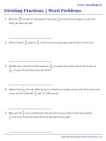 Dividing Fractions by Cross Cancelling Word Problems - Customary