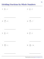 Dividing Fractions by Whole Numbers | Worksheet #1