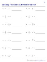 Dividing Fractions with Whole Numbers | Worksheet #1