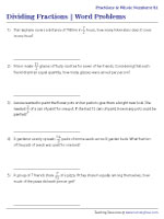 Dividing Fractions and Whole Numbers Word Problems - Metric