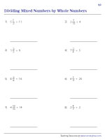 Dividing Mixed Numbers by Whole Numbers | Worksheet #2